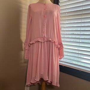 Max Studio Pink Long Sleeve Dress with Ruffle